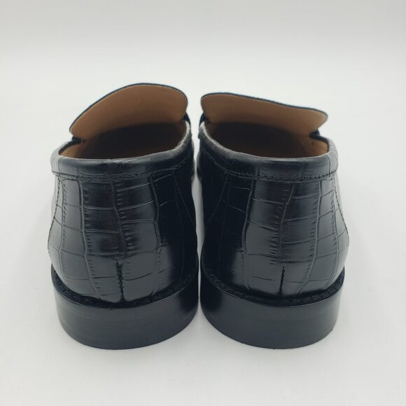 Ann Taylor Weekend Collection Black Horsebit Croco Embossed Loafers - Picture 5 of 9
